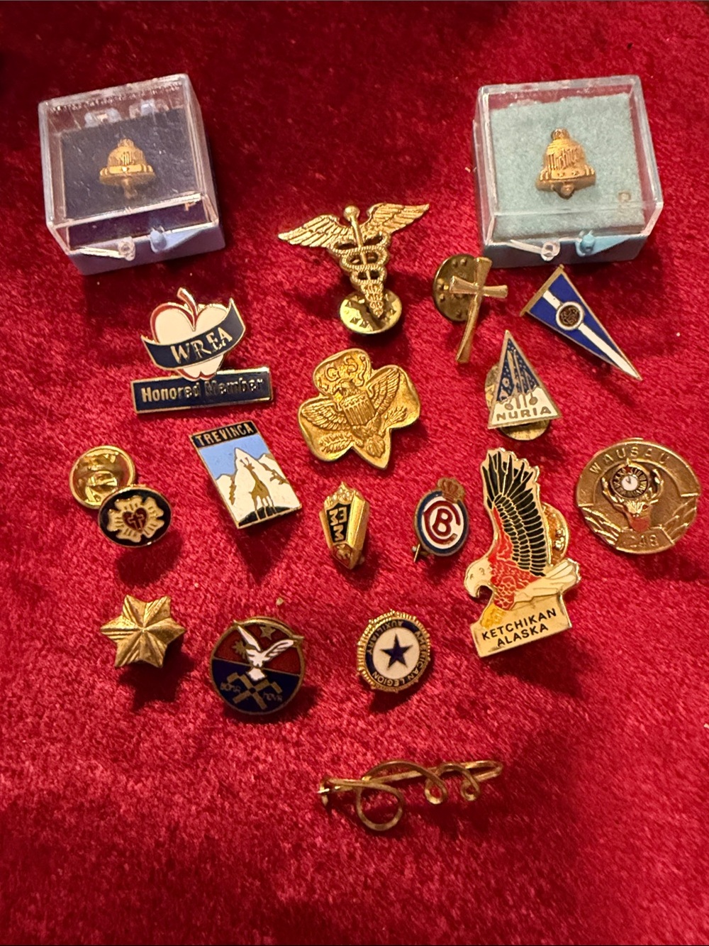 Gold Tone Lapel Pin Set - Assorted Designs vintage great condition